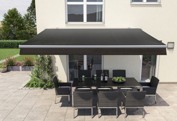 Gelenkarm-Markise mit Kurbel anthrazit Breite 400 cm Ausfall 250 cm (1) sort markise